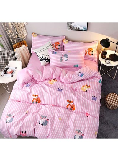 Buy 4-Piece Bedding Cover Set combination Pink/Red/Yellow Pillowcase 48x74 Cm, Bed Sheet 230x230 Cm, Quilt Cover 180x220cm in UAE