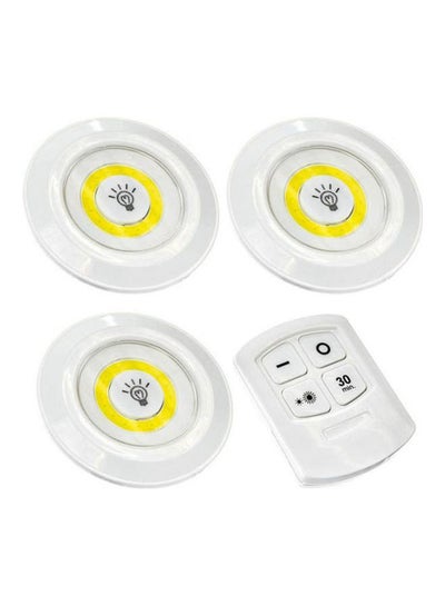 Buy Set Of 3 Wireless Adjustable Led Brightness Lights With Remote Control White 24.8X2.4X19.8 in Saudi Arabia