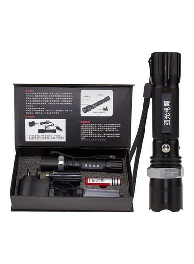 Buy Value Set Q5 Rotate Zoom Led Three-Grade Chargeable Highlight Flashlight Black in Egypt