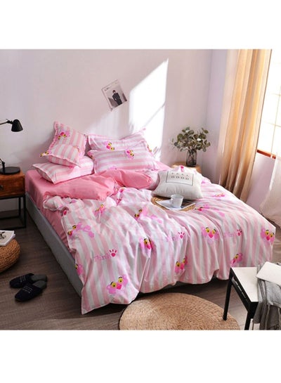 Buy 4-Piece Bedding Set cotton Pink Pillow Case 48x74 Cm, Bed Sheet 200x230 Cm, Quilt Cover 150x200cm in UAE