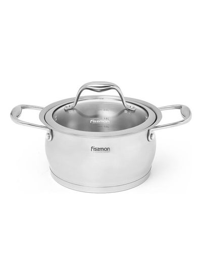 Buy Stainless Steel Casserole with Glass Lid Silver 18x10cm in UAE