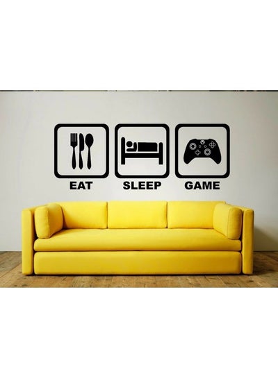 Buy PlayStation Controller Eat Sleep Game Vinyl Wall Art Sticker Black in Saudi Arabia