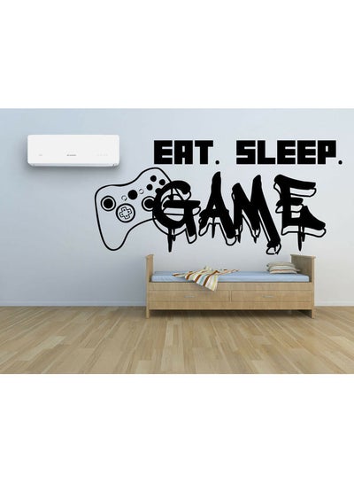 Buy PlayStation Controller Eat Sleep Game Vinyl Wall Art Sticker Black in Saudi Arabia