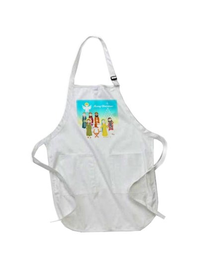 اشتري Merry Christmas Greetings Printed Apron With Pockets  22 x 30inch أبيض في مصر