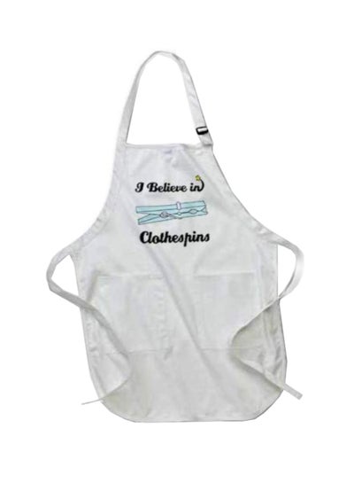 Buy I Believe In Clothespins Printed Apron With Pockets White in Egypt