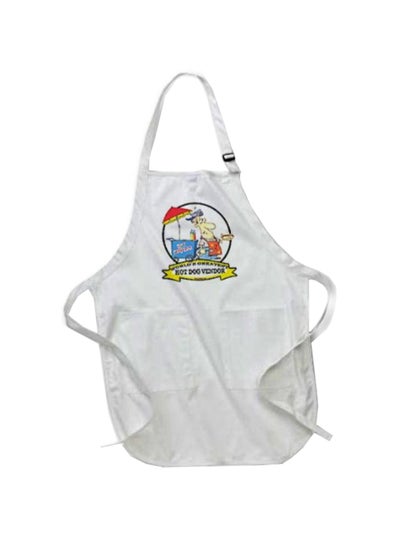 Buy Funny Worlds Greatest Hot Dog Vendor Cartoon Printed Apron With Pockets White in Egypt