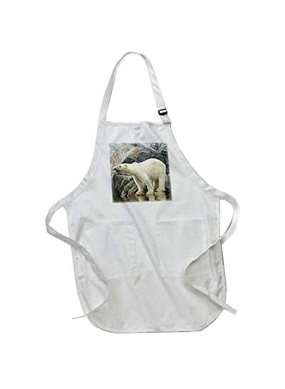 Buy Polar Bear Along A Rocky Coast Printed Apron With Pockets White 22 X 30inch in Egypt