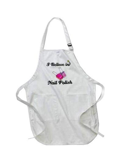 Buy I Believe In Nail Polish Printed Apron With Pockets White in Egypt