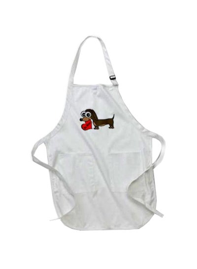 Buy Dog Be Mine Heart Dachshund Printed Apron With Pockets White 22x24inch in Egypt