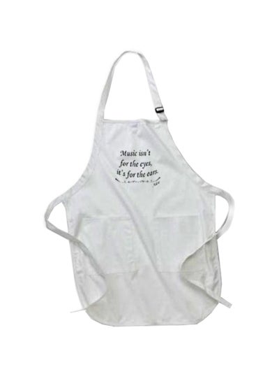 Buy Music Isn't For The Eyes It's Ears Printed Apron With Pockets White in Egypt