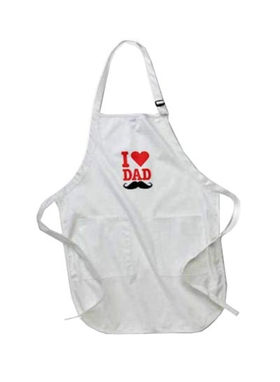 Buy I Love Dad Mustache Printed Apron With Pockets White 22 x 24inch in Egypt