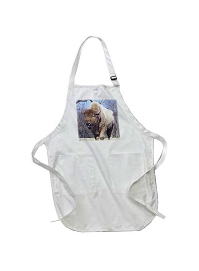 Buy Bison  Printed Apron With Pockets White 22x24inch in Egypt