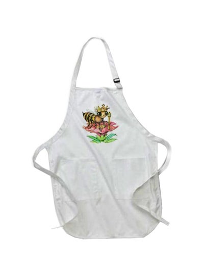 Buy Bee The Queen Printed Apron With Pouch Pockets White 22 x 30inch in Egypt