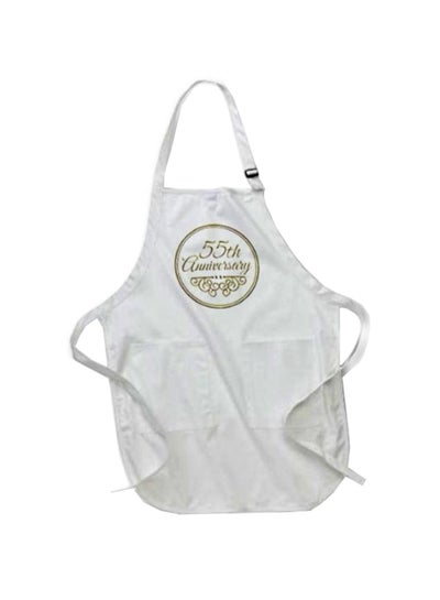 Buy 55th Wedding Anniversary Celebration Printed Apron With Pockets White 22x30inch in Egypt