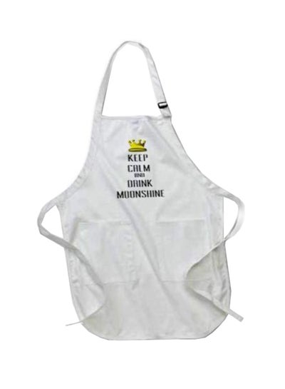 Buy Keep Calm And Drink Moonshine Printed Apron With Pockets White in Egypt