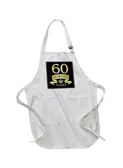 Buy 60th Birthday And Anniversary Celebration Printed Apron With Pockets White in Egypt