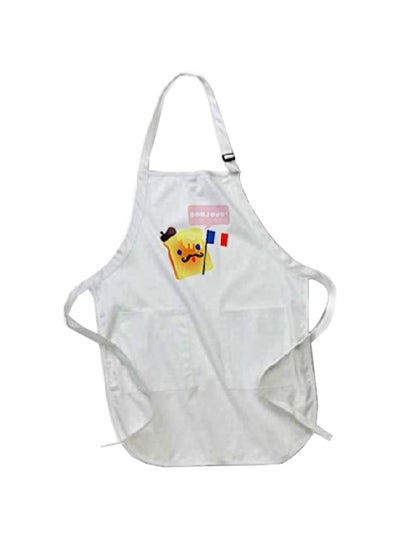 Buy French Toast Cartoon Printed Apron With Pouch Pockets White 22 x 30inch in Egypt