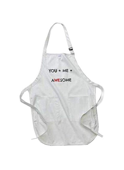 Buy You Plus Me Equals Awesome Printed Apron With Pockets White 22 X 30inch in Egypt