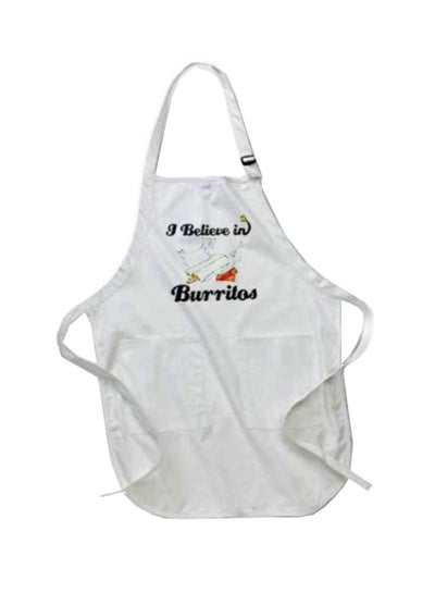 Buy I Believe In Burritos Printed Apron With Pockets White in Egypt