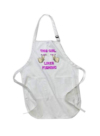 Buy This Girl Likes Fishing Printed Apron With Pockets White in Egypt