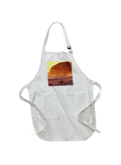 Buy Surfer At Sunset Printed Apron With Pockets White 22x24inch in Egypt