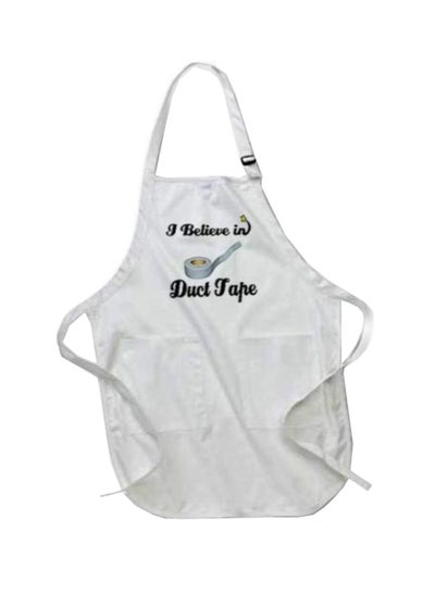 Buy I Believe In Duct Tape Printed Apron With Pockets White in Egypt