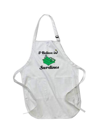 Buy I Believe In Sardines Printed Apron With Pockets White in Egypt