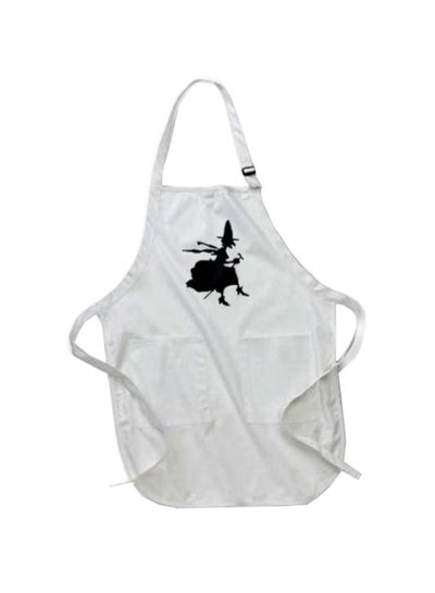 Buy Witch Silhouette Printed Apron With Pockets White 22 X 24inch in Egypt