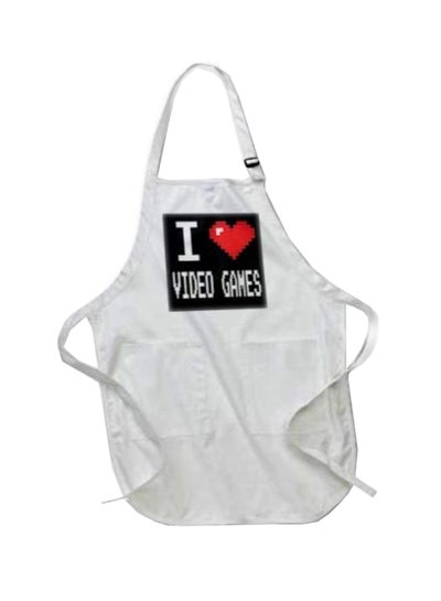 Buy I Love Video Games Printed Apron With Pockets White in Egypt