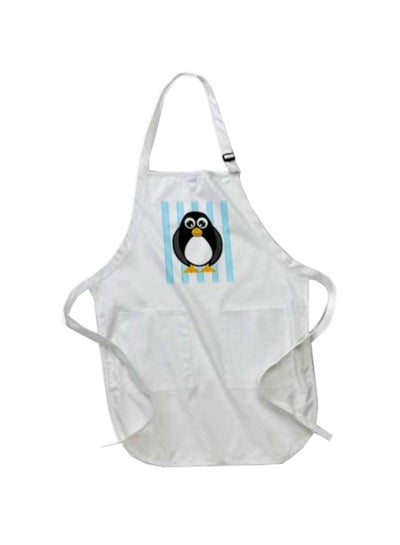 Buy Penguin With Stripes Printed Apron With Pockets White 22 x 24inch in Egypt