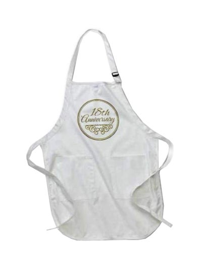 Buy 18th  Wedding Anniversary Celebration Printed Apron With Pockets White 22x24inch in Egypt