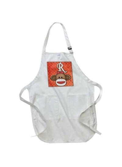 اشتري Cute Sock Monkey Letter R Printed Apron With Pockets أبيض 22 X 30بوصة في مصر