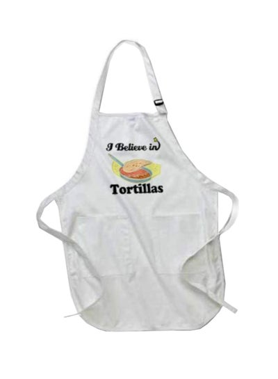 Buy I Believe In Tortillas Printed Apron With Pockets White in Egypt