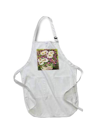 Buy Flowers Printed Apron With Pockets White 22 x 30inch in Egypt