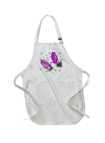 Buy Swallowtail Butterflies And Daisies Printed Apron With Pouch Pockets White 22 x 30inch in Egypt