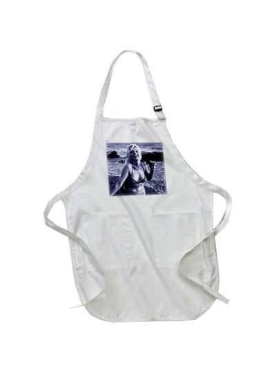 Buy Marilyn Monroe At The Beach Printed Apron With Pockets White in Egypt