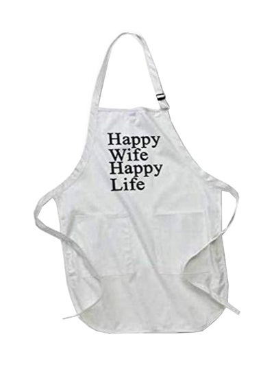 اشتري Happy Wife Life  Printed Apron With Pockets White 22 x 30inch ألوان متعددة في مصر