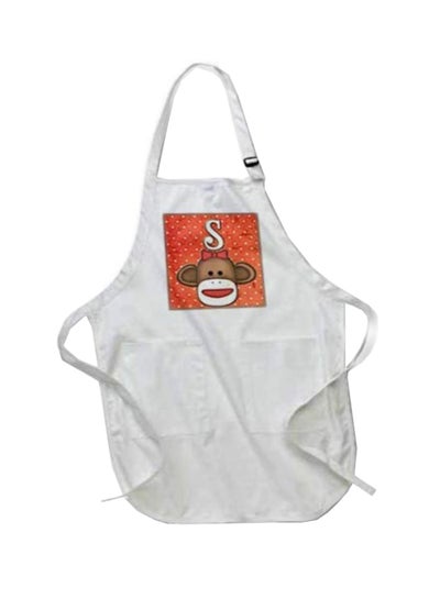 Buy Cute Sock Monkey Printed Apron With Pockets White in Egypt