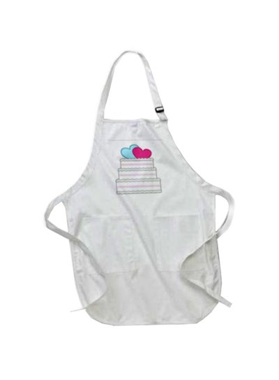 Buy Three-Tier Wedding Cake Printed Apron With Hearts Pockets White 22 x 30inch in Egypt