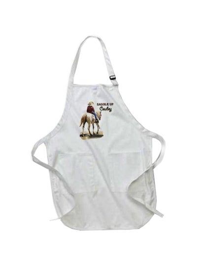 Buy Saddle Up Cowboy Western Theme Printed Apron With Pockets White 22 x 30inch multicolor in Egypt