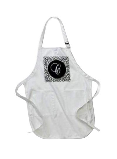 Buy Letter C And Damask Printed Apron With Pockets White 22 x 30inch in Egypt