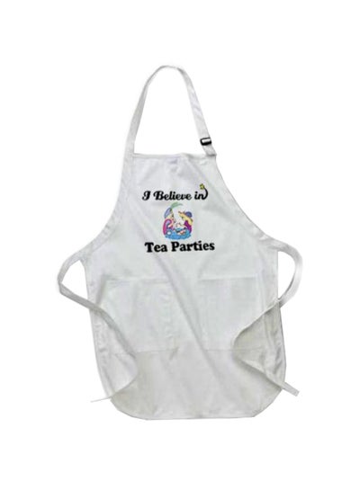 Buy I Believe In Tea Parties Printed Apron With Pockets White in Egypt