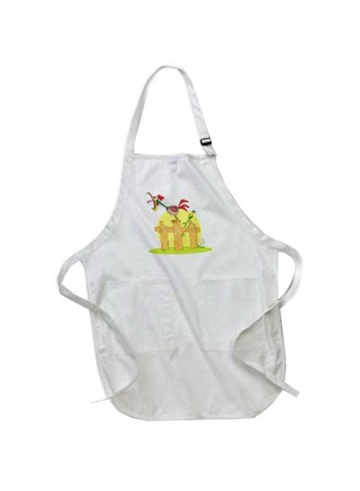 Buy Crowing Rooster Printed Apron With Pockets White 22 x 24inch in Egypt