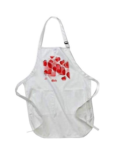 Buy Hearts Printed Apron With Pockets White 22 x 30inch in Egypt