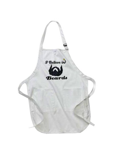 Buy I Believe In Beards Printed Apron With Pockets White in Egypt