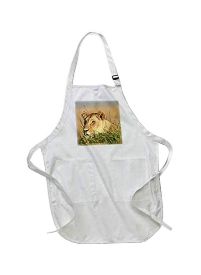 Buy Panthera Leo Printed Apron With Pockets White 22 x 30inch in Egypt