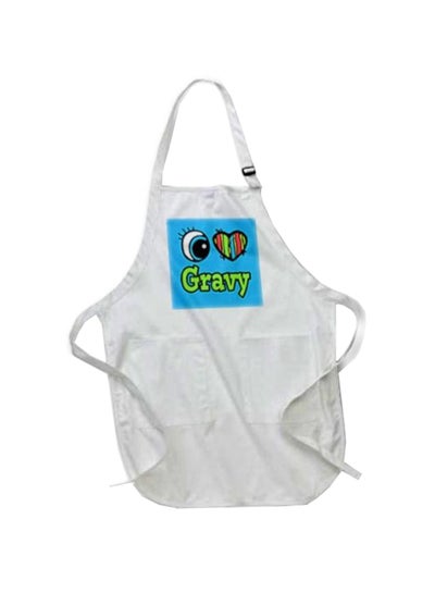 اشتري Bright Eye Heart I Love Gravy Printed Apron With Pockets أبيض 22 x 30بوصة في مصر