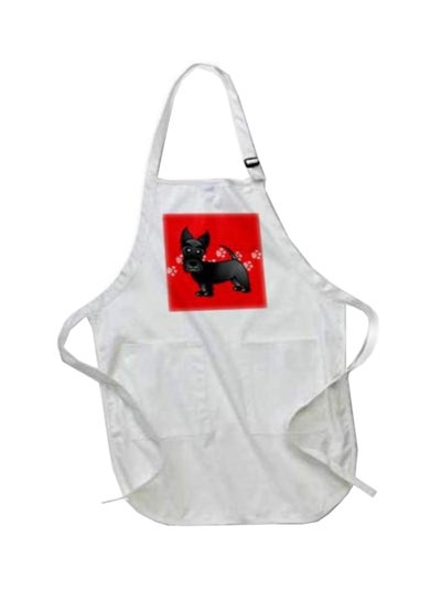 Buy Scottie Cartoon Dog Printed Apron With Pawprints Pockets White 22 x 30inch in Egypt