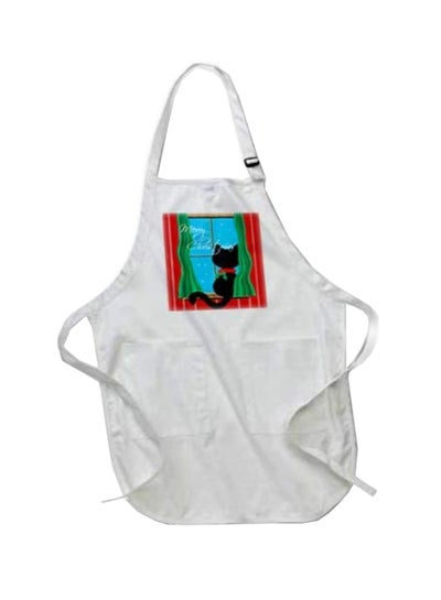 Buy Cat In Snowy Window Printed Apron With Pockets White in Egypt