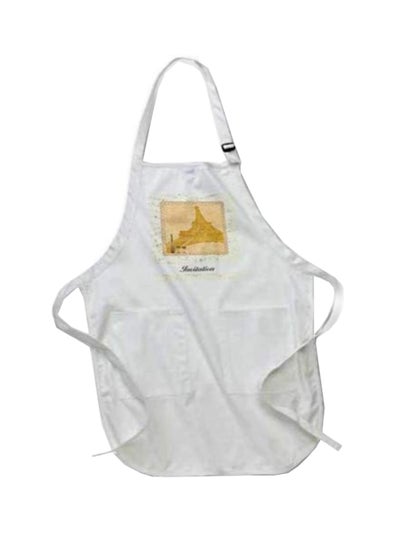 Buy Eiffel Towel Printed Apron With Pockets Beige White in Egypt